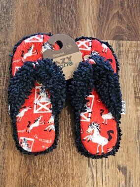 NEW NWT Lazy One L/XL Large Extra Large Spa Slippers Flip Flops Horse Farm Barn